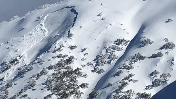 The avalanche on Mount Hotham on August 8, 2017. 