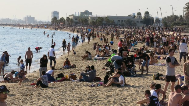 St Kilda beach on the grand final holiday in 2015.