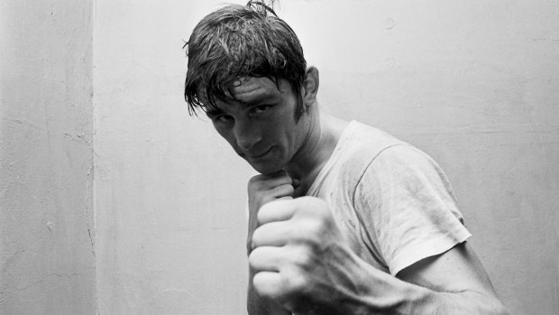 Australian boxer, Johnny Famechon, trains for a title fight.