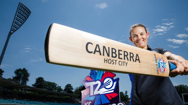 Cricketer Erin Osborne at the announcement of Canberra being a host city of the 2020 Twenty20 World Cup.