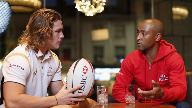 Michael Hooper and George Gregan in 2014. 