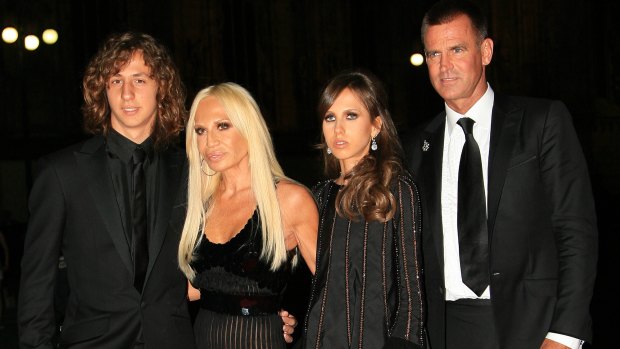 Donatella with ex-husband Paul Beck and their children Daniel and Allegra in 2017.