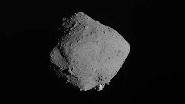 An image of asteroid Ryugu taken by Japan’s Hayabusa2 spacecraft. 