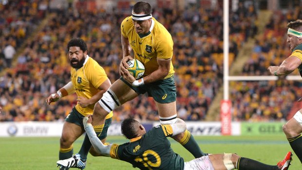 Brumbies lock Rory Arnold playing for the Wallabies in his most recent Test 12 months ago. 