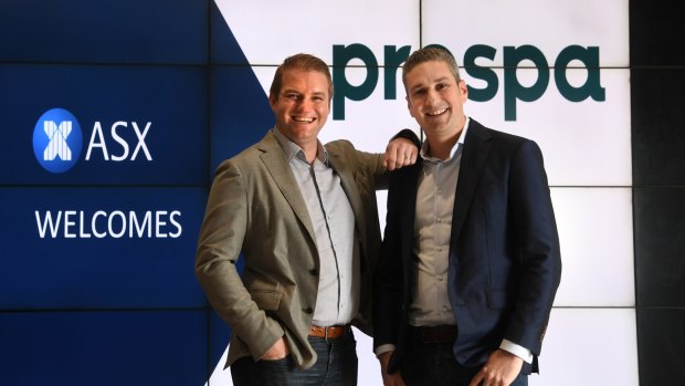 Beau Bertoli and Greg Moshal, Prospa's joint CEOs, just before listing on the ASX. 