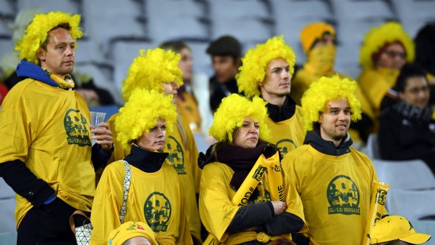 Slim pickings: Australian fans watching game 1 of last year's Bledisloe Cup series in Sydney.