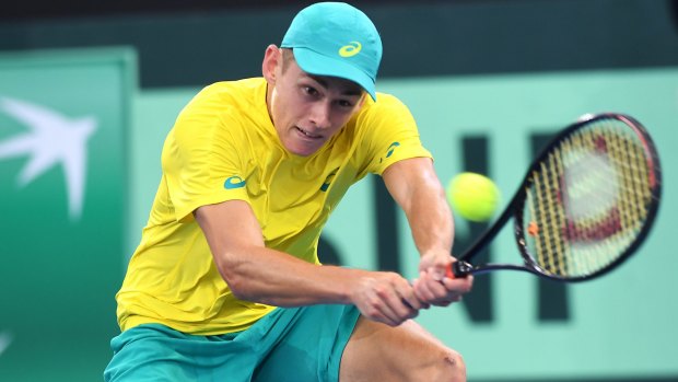 Beginner's pluck: Alex de Minaur gave the world No. 8 ranked Austrian a scare after battling back from two sets down. 