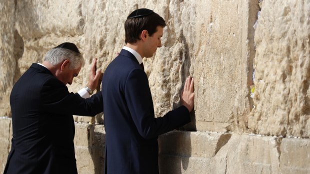 Then-Secretary of State Rex Tillerson and White House senior adviser Jared Kushner visit the Western Wall in May, 2017, in Jerusalem.