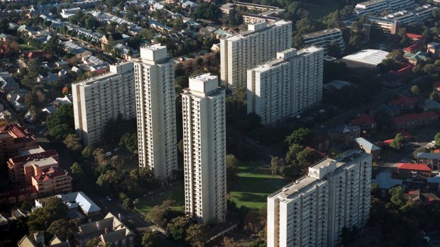 Waterloo's redeveloped public housing estate will become home to about 14,000 Sydneysiders in the next 20 years. The government plans to demolish the site's existing public housing buildings. 