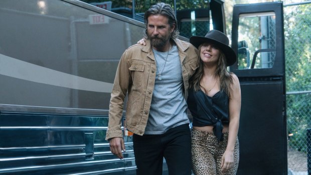 Cooper and Lady Gaga in a scene from A Star is Born.