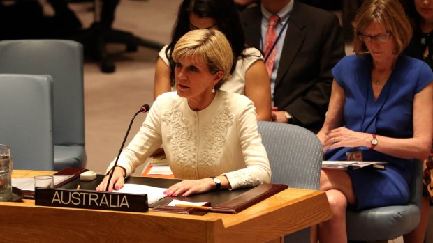 Then foreign minister Julie Bishop at the UN Security Council speaks to a resolution on the downing of MH17.  