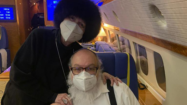Jonathan Pollard and his wife Esther sit inside a private plane provided by American casino magnate Sheldon Adelson, on route to land in Ben Gurion International airport near Tel Aviv, Israel.