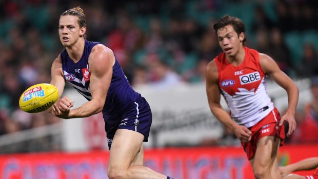 Nat Fyfe moved a little gingerly against the Swans.