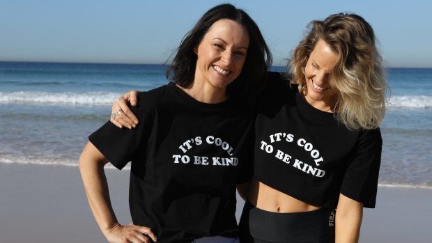 Jacinta McDonell, founder of The Human Kind Project and Alison Cotton, founder of First Base, at Bondi Beach on Wednesday.