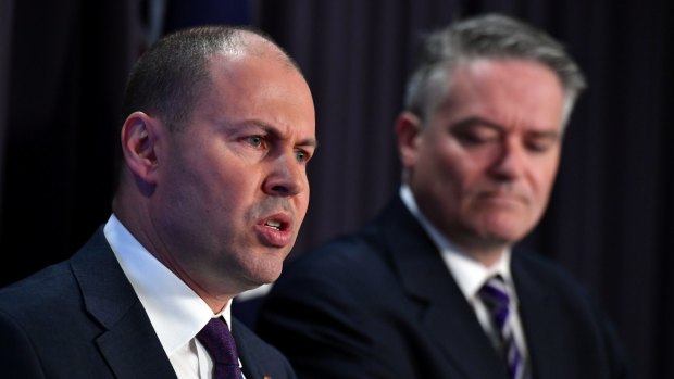 Treasurer Josh Frydenberg and Minister for Finance Mathias Cormann. 