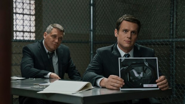 A scene from Mindhunter, which revolves around FBI agents Bill Tench and Holden Ford and the origins of FBI's Behavioral Science Unit.