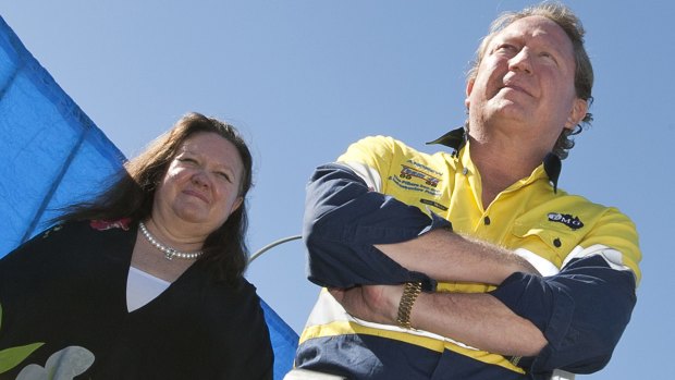 Gina Rinehart and Andrew Forrest are locked in a tussle for Atlas. 