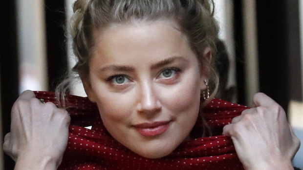 Amber Heard arrives at the High Court in London on Wednesday.