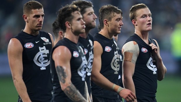 Carlton players after another loss.
