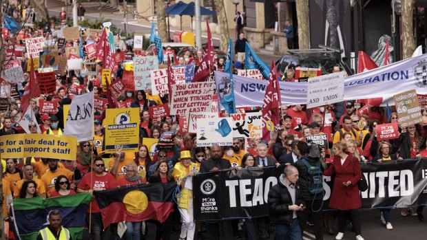 NSW teachers marched in protest over poor pay and conditions this week.