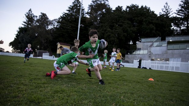 Bondi United junior rugby league teams training at Waverley Oval.