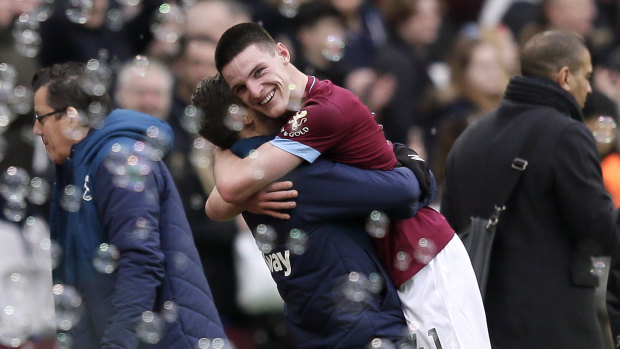 Teenager Declan Rice (right) got on the scoresheet for the Hammers.