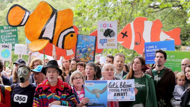 Protesters rally against the mine in December 2016. They have also targeted Australian banks over any potential funding of the project.