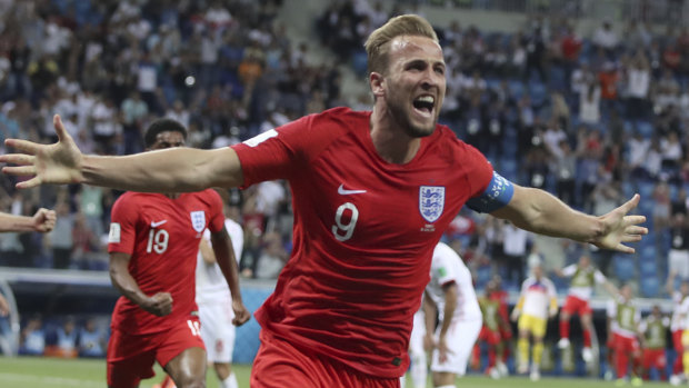 England's Harry Kane scored twice against Tunisia on Tuesday morning.