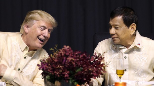 Trump talks with Philippine President Rodrigo Duterte in Manila, Philippines, last year.
