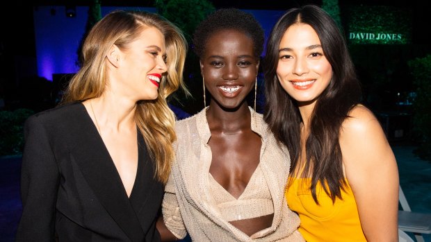 Victoria Lee, Adut Akech and Jessica Gomes at the David Jones Spring Summer 2018 show on Wednesday.