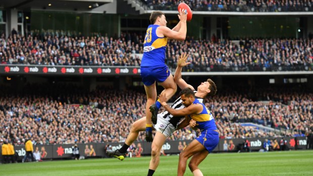 Jeremy McGovern flies high to start the sequence that led to Dom Sheed's matchwinner.
