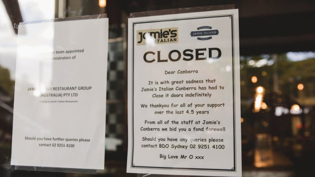 Jamie's Italian Canberra closes their doors. 