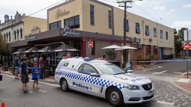 Mr Acquaro's body was found in St Phillip Street, the side street next to his Lygon Street cafe Gelobar.
