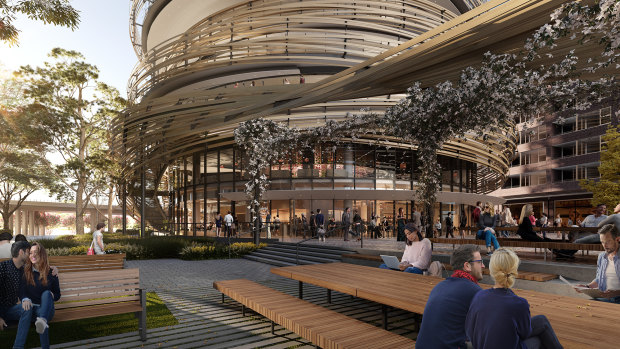 The "bird's nest": The Exchange, a mixed-use building at the heart of Lendlease’s Darling Square precinct and designed by Japanese architecture firm Kengo Kuma and Associates