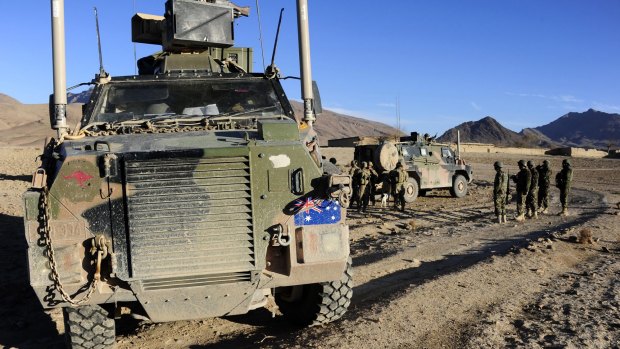 An Australian Bushmaster vehicle in southern Afghanistan.