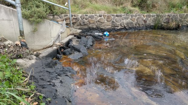 Oil dumped into Melbourne's stormwater system.