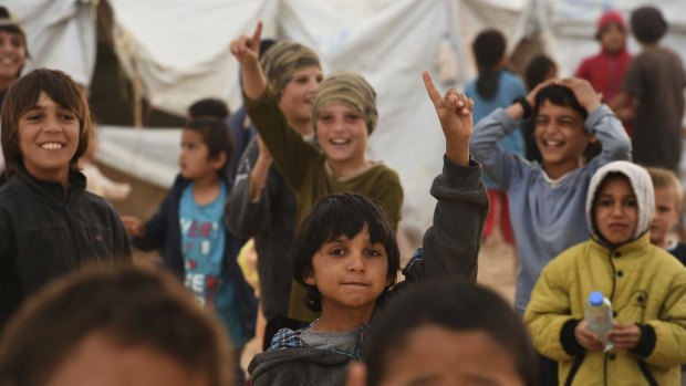 Islamic State children in al Hawl camp in north-east Syria.