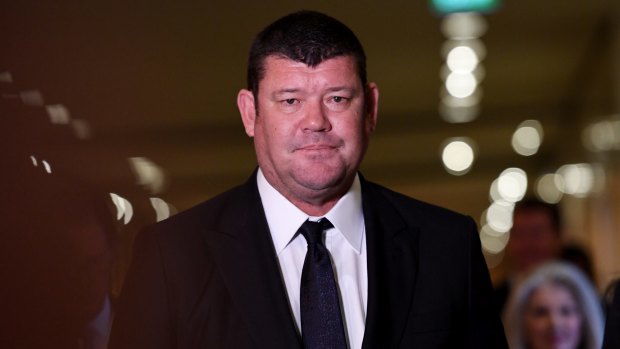 James Packer leaves the Crown Resorts annual general meeting at the Crown Casino in Melbourne in 2017.