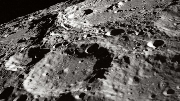 A crater on the moon's surface pictured in 1969.