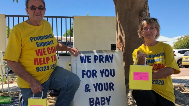 Protestors outside the Marie Stopes abortion clinic in Midland last year.