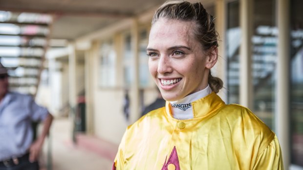 Kayla Nisbet won aboard Stratum's Rose, which her father John trains, at Canberra on Friday.