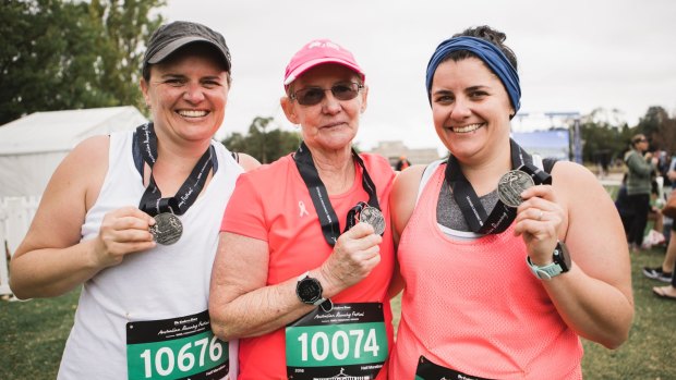 Peta Mercieca Lima, Connie Mercieca, and Jo Farmer ran in the half marathon.