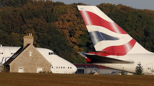 Stuck on the ground ... British Airways planes parked at Cotswold Airport.