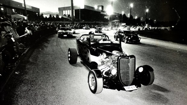 Thousands line the edges of the track at Exhibition Park in December 1993. 