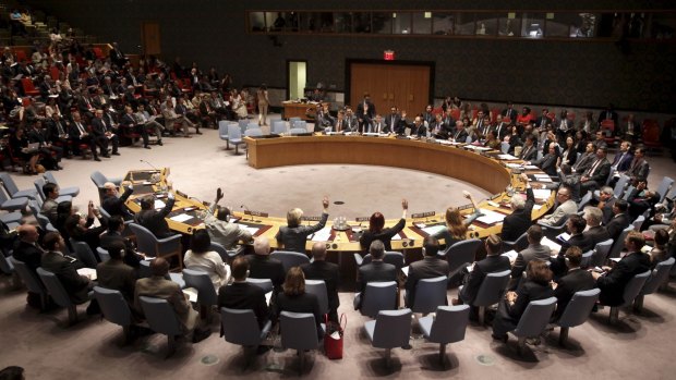 A security council meeting at United Nations.