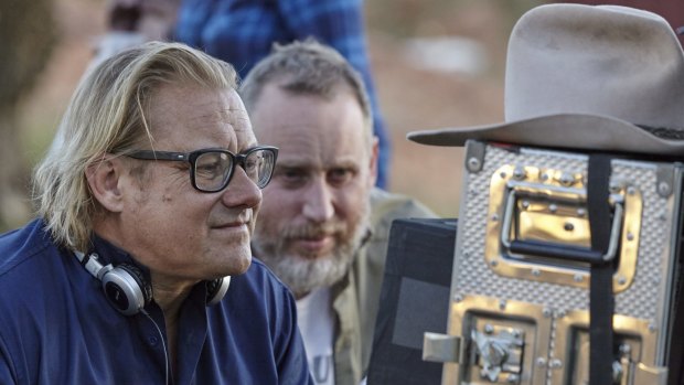 Director Kriv Stenders, left, and producer Nelson Woss on the set of Blue Dog in Karratha.