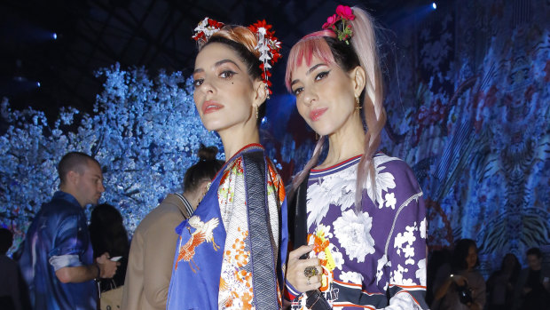 Lisa (left) and Jess Origliasso, of The Veronicas, wearing the latest Camilla collection.