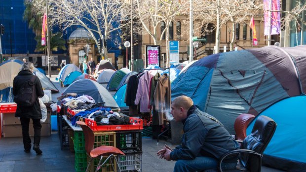 The tent city in front of the Reserve Bank of Australia in Martin Place pushed Sydney's rough sleepers into the spotlight in 2017. 