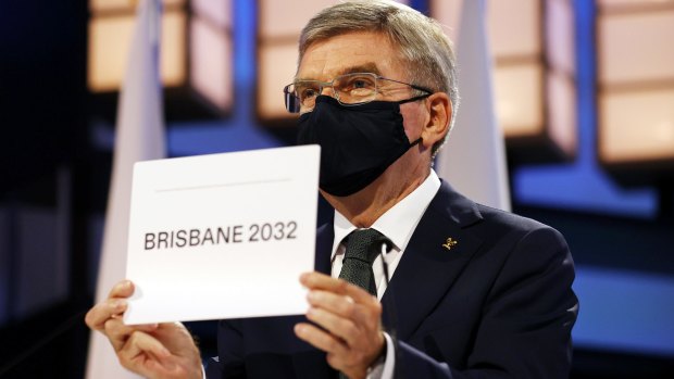 President of the International Olympic Committee Thomas Bach announces Brisbane as the 2032 Summer Olympics host.