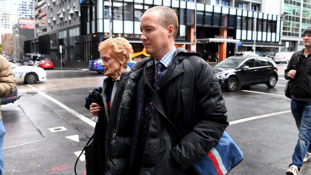 Former Victoria Police officer Timothy Baker walks from the Supreme Court in 2017. 